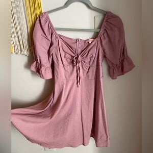 re:named Dusty Pink Puff Sleeve Mini Dress